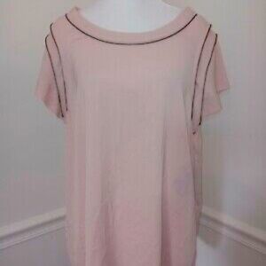NWT Calvin Klein Womens Silk Short Sleeve Pink Top Zipper Accent Detail XL